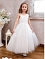 baratos Vestidos para Menina das Flores de Casamento-Vestido de Daminha de Flores Longo até o Tornozelo Quinceanera Sofia Rapunzel Meninas Vestido Fofo de Festas Tule com Aplicações Mini Vestido de Noiva de 3 a 16 Anos
