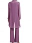 voordelige Onder 129,99 $-Pantsuit Moeder van de Bruid Jurk Bruiloft Gast Elegante Eenvoudige Jewel Hals Vloerlengte Chiffon Lange Mouw met Effen Kleur