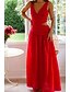 baratos Vestidos de Formatura-Mulheres Vestido Longo Vestido Maxi Vestido branco Vestido de formatura Moda Graduação Encontro Para Noite Normal Tecido Sem Manga Decote V Branco Vermelho Vermelho Rosa Verão