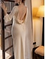 economico Matrimonio Informale / Di Giorno-Abiti da festa sirena  tromba Abito elegante Ospite di matrimonio lunghezza totale manica lunga spalle scoperte in poliestere senza schienale con strappi per derby