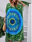 billiga Tie Dye och Gradient Klänning-Dam Midiklänning Skiftklänning Atletisk klänning Ledigt Semester Dagligen Strand Lös passning Grafisk 3/4 ärm V-hals Armégrön Regnbåge Sommar