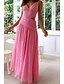 baratos Vestidos de Formatura-Mulheres Vestido Longo Vestido Maxi Vestido branco Vestido de formatura Moda Graduação Encontro Para Noite Normal Tecido Sem Manga Decote V Branco Vermelho Vermelho Rosa Verão