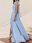 billige Brudepikekjoler-A-Linje Brudepike Kjole Elegant Vintage Enkel En Skulder Gulvlengde Chiffon Ermeløs med Sløyfe(r) Ensfarget Splitt