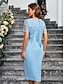 preiswerte Mamas Kleider-Kleid Mutter der Braut Kleid Elegant Party Rundhalsausschnitt Knielang Polyester Kurzarm mit uni-Farbe 2025