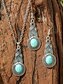 billige Øredobber for kvinner-vintage turkis smykkesett for kvinner – bohemsk sølvkjede, øredobber og armbånd, western cowgirl statement-tilbehør til fester og festivaler