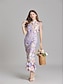 economico Semi-formale / Cocktail-Abiti da Quinceanera Sirena  Tromba Abito Elegante Matrimonio Ospite di Matrimonio Lunghezza alla Caviglia Maniche Corte Collo a Giro in Poliestere con Ricamo