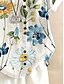 abordables Hauts Floraux-Chemisier féminin blouse florale graphique élégante quotidienne à manches courtes col rond tops réguliers quotidien imprimé lin-like bleu clair été