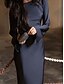 economico Matrimonio Informale / Di Giorno-Abiti da festa sirena  tromba Abito elegante Ospite di matrimonio lunghezza totale manica lunga spalle scoperte in poliestere senza schienale con strappi per derby