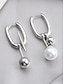 billiga Kvinnors örhänge-eleganta asymmetriska bågeörhängen för kvinnor med pärlor och metallkulor - modernt och elegant, lämpligt för fashionabla kvinnor att bära för vardags- och kvällstillfällen