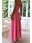 baratos Vestidos de Formatura-Mulheres Vestido Longo Vestido Maxi Vestido branco Vestido de formatura Moda Graduação Encontro Para Noite Normal Tecido Sem Manga Decote V Branco Vermelho Vermelho Rosa Verão