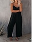 preiswerte Kunst &amp; Design Jumpsuit-Damen-Jumpsuit aktiv einfarbig ärmellos U-Ausschnitt Urlaub täglich lockere Passform Schwarz Armeegrün Rot Sommer