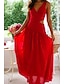 baratos Vestidos de Formatura-Mulheres Vestido Longo Vestido Maxi Vestido branco Vestido de formatura Moda Graduação Encontro Para Noite Normal Tecido Sem Manga Decote V Branco Vermelho Vermelho Rosa Verão