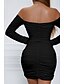 voordelige Afstudeerjurken-Dames Mini-jurk Witte jurk Afstudeerjurk Bodycon Modieus Modern Vakantie Verjaardag valmistuminen Normale pasvorm Effen Lange mouw Schouderafhangend Zwart Wit Wijn Rood Zomer