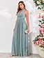 preiswerte Kleider für Hochzeitsgäste-A-Linie Hochzeitsgastkleider Elegantes Kleid Hochzeitsgast Party Wear Bodenlänglich Ärmellos V-Ausschnitt Herbst Hochzeitsgast Baumwollmischung mit Pailletten