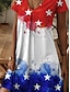 abordables Vestido del Día de la Independencia-Vestido Patriótico de Veterano para Mujeres Vestido Mini Vestido Tipo Camiseta Vestido de Verano Casual Diarios Ajuste Regular Gráfico Bandera Rojo Blanco y Azul Manga Corta Cuello en V Azul