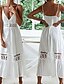 economico Abiti casual bianchi-Per donna Abito Midi Abito in cotone e lino Abito Sottoveste Abito Boho Essenziale Classico Moderno Vacanza Ferie Uscire Vestibilità regolare Semplice Senza Maniche Spalline sottili Bianco Estate