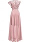 abordables Semi-formal / Cóctel-Vestido de madre de la novia vestido de invitada elegante casual cuello joya de longitud completa de manga corta con encaje