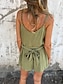 abordables Ensembles-Combinaison Femme Coton Lin Active Couleur Unie Sans Manches Col en V Taille Haute Vacances Quotidien Ajustement Régulier Rose Vert Armée Abricot Été