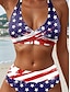 abordables Traje de baño del Día de la Independencia-Bañador Patriótico de Mujer Bikini de 2 Piezas Traje de Baño Cheeky Sin Espalda Vacaciones Playa Gráfica Bandera Cuello Halter Sin Mangas Trajes de Baño