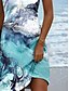 billige Kunst og design kjoler-Kvinners Mini Kjole Casual Kjole Sommerkjole Feriekjole Daglig Ferie Regulær Passform Grafisk Tie Dye Abstrakt Ermeløs V-Hals Aqua Blå Sommer Vår