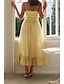 preiswerte Weiße Freizeitkleider-Damen Midikleid Weißes Kleid Unterkleid Mode Abschlussfeier Date Ausgehen Normale Passform Einfach Ärmellos Spaghettiträger Weiß Gelb Sommer