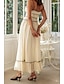 preiswerte Weiße Freizeitkleider-Damen Midikleid Weißes Kleid Unterkleid Mode Abschlussfeier Date Ausgehen Normale Passform Einfach Ärmellos Spaghettiträger Weiß Gelb Sommer