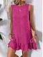 abordables Robe Simple-Robe Mini Femme Robe Off The Shoulder Décontractée Extérieure Coupe Régulière Graphique Sans Manches Col Rond Bleu Fuchsia Vert Abricot Été