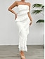 preiswerte Weiße Freizeitkleider-Damen kleid lang Weißes Kleid Ballkleid abendkleider Cocktailkleid Modisch Modern festliche kleider damen Hochzeit Party Besondere Anlässe Regular Fit Glatt Ärmellos Trägerlos Weiß Rosa Blau Grün