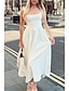 abordables Robes de Diplôme-Femmes Robe Midi Robe Blanche Robe de remise des diplômes Robe Nuisette Mode Anniversaire Remise des Diplômes Date Coupe régulière Uni Sans manches Bretelles spaghetti Noir Blanche Été