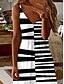 ieftine Rochii cu dungi și geometrice-Pentru femei Rochie Maxi Rochie A line Rochie de vară Rochie Slip Vacanță Casual Fit regulat Grafic Dunga Fără manșon În V Negru și Alb Vară Primăvară