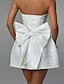 abordables Robes de Diplôme-Femmes Mini Robe Robe Blanche Robe de remise des diplômes Robe de Soirée Mode Anniversaire Remise des Diplômes Cocktail Coupe régulière Uni Sans manches Sans bretelles Rose Claire Blanche Été