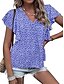 billige Kvindernes ferietoppe-Dame T-shirt Prikker Mode Moderne Kortærmet V-hals Almindelige toppe Daglig Drapering Trykt mønster Sort Gul Rød Blå Himmelblå Sommer