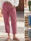 abordables Pantalón liso de lino y algodón-Mujer Pantalones cortos de lino y algodón Pantalones inspirados en el lino Pantalones de lino y algodón Moda Ropa de calle Longitud total Cintura Media Plano Bolsillo Cintura elástica Al Aire Libre