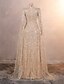 economico Abiti da ballo-Sirena Tromba Strascico a Terra Abito da ballo con mantello Abito da Sera Abito formale Elegante Brillanti Manica Lunga Collo alla coreana Balli di fine anno Formale Pizzo Con Paillettes con Perle