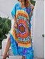billiga Tie Dye och Gradient Klänning-Dam Midiklänning Skiftklänning Atletisk klänning Ledigt Semester Dagligen Strand Lös passning Grafisk 3/4 ärm V-hals Armégrön Regnbåge Sommar