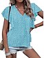 billige Kvindernes ferietoppe-Dame T-shirt Prikker Mode Moderne Kortærmet V-hals Almindelige toppe Daglig Drapering Trykt mønster Sort Gul Rød Blå Himmelblå Sommer