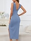 ieftine Rochii de absolvire-Pentru femei Rochii Midi Rochie albă Rochie de absolvire Bodycon Modă Zi de Naștere Dată Ieșire Fit regulat Simplu Fără manșon În V Negru Alb Roșu-aprins Albastru piscină Vară