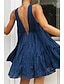 preiswerte Abschlusskleider-Damen Minikleid Weißes Kleid Abschlusskleid Mode Abschlussfeier Ausgehen Normale Passform Einfach Ärmellos V Ausschnitt Weiß Marineblau Aprikose Sommer