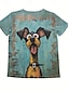ieftine Tricou cu animale-Pentru femei Tricou Topuri de vară Grafic Câțel Clasic Casual Manșon scurt Stil Nautic Crop Tops Zilnic Sfârșit de săptămână Imprimeu Curcubeu Vară Primăvară Toamnă