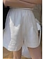 baratos Shorts de linho de algodão-Mulheres Shorts de algodão e linho Calção Calças Roupa de rua Casual Curto Natural Tecido Bolsos Design de cordão elástico Respirabilidade Macio Confortável Micro-Elástica Casual Roupa Diária Branco
