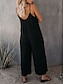 preiswerte Kunst &amp; Design Jumpsuit-Damen-Jumpsuit aktiv einfarbig ärmellos U-Ausschnitt Urlaub täglich lockere Passform Schwarz Armeegrün Rot Sommer