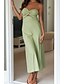 abordables Robes décontractées blanches-Femmes Robe Midi Robe Blanche Robe de remise des diplômes Mode Vacances Anniversaire Fête Coupe régulière Uni Sans manches Sans bretelles Blanche Jaune Vert Été