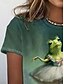 billige Dyrene tee-Dame T skjorte Sommertopper Grafisk Dyr Klassisk Fritid Kortermet Crew-hals Crop Tops Daglig Helg Trykt mønster Regnbue Sommer Vår Høst