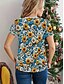 ieftine Tricouri Damă-Pentru femei Tricou Topuri de vară Floral Grafic Clasic Casual Manșon scurt Stil Nautic Crop Tops Zilnic Sfârșit de săptămână Imprimeu Curcubeu Vară Primăvară Toamnă