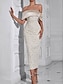 abordables Robes de cocktail-Robe fourreau  colonne en jacquard élégante robe de mariage robe invitée midi longueur décolletée à épaules dénudées robe de derby invitée de mariage