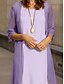 preiswerte Einfaches Kleid-Damen Abschlusskleid Midi Kleid Einfarbig 2-teiliges Kleid A-Linie Kleid Sommerkleid Lässig Schlicht Falten Midi Kleid Halblange Ärmel Rundhals Urlaub Täglich Wein Königsblau Helllila Frühling Herbst