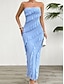 preiswerte Weiße Freizeitkleider-Damen kleid lang Weißes Kleid Ballkleid abendkleider Cocktailkleid Modisch Modern festliche kleider damen Hochzeit Party Besondere Anlässe Regular Fit Glatt Ärmellos Trägerlos Weiß Rosa Blau Grün