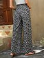 preiswerte weites Bein und hohe Taille-Damen Weites Bein Hosen Hose Urlaub Mode Volle Länge Mittlere Taille Blume / Blumenmuster Elastischer Bund Atmungsaktiv Bequem Mikroelastisch Straße Alltagskleidung Ausgehen Schwarz Weiß Gelb Grün