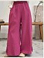 economico Pantaloni in lino e cotone semplici-Pantaloni boho da donna a gamba larga in tinta unita chinos vacanza stile vintage etnico lunghezza intera vita alta tinta unita tasca vita elastica comfort outdoor micro-elastici vacanza street
