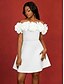 baratos Vestidos Brancos Curtos-Vestidos de Noiva A-Line Ombro Descoberto Sem Mangas Curto  Mini Vestidos de Noiva Satin com Cor Sólida